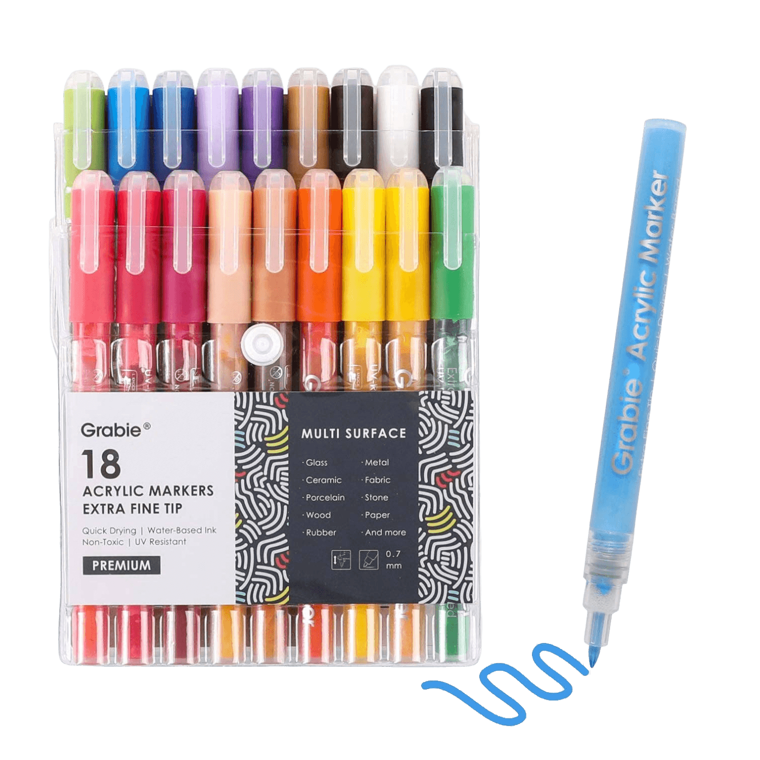 Set of 18 | Extra Fine Tip, Acrylic Paint Marker