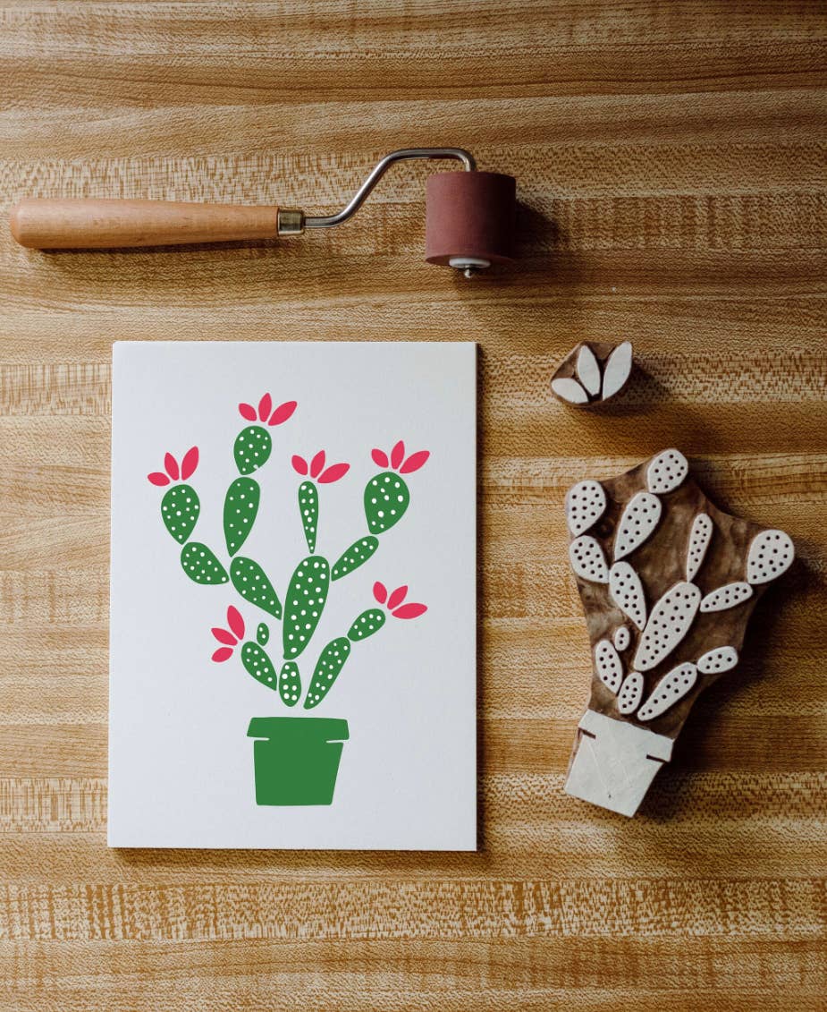 Blooming Cactus Wood Block Printing Kit