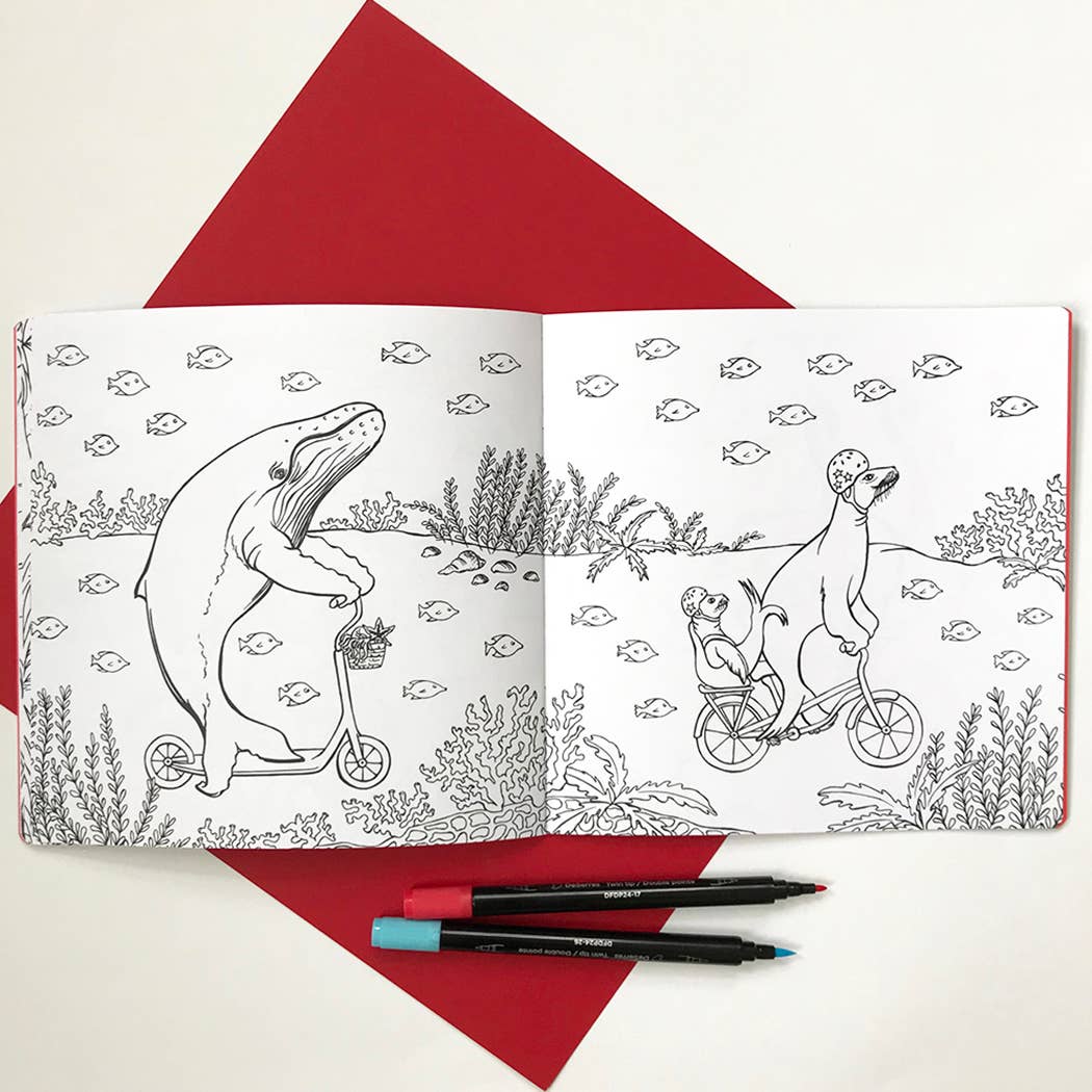 Animals on Bikes From the Jungle to the Sea - Coloring Book