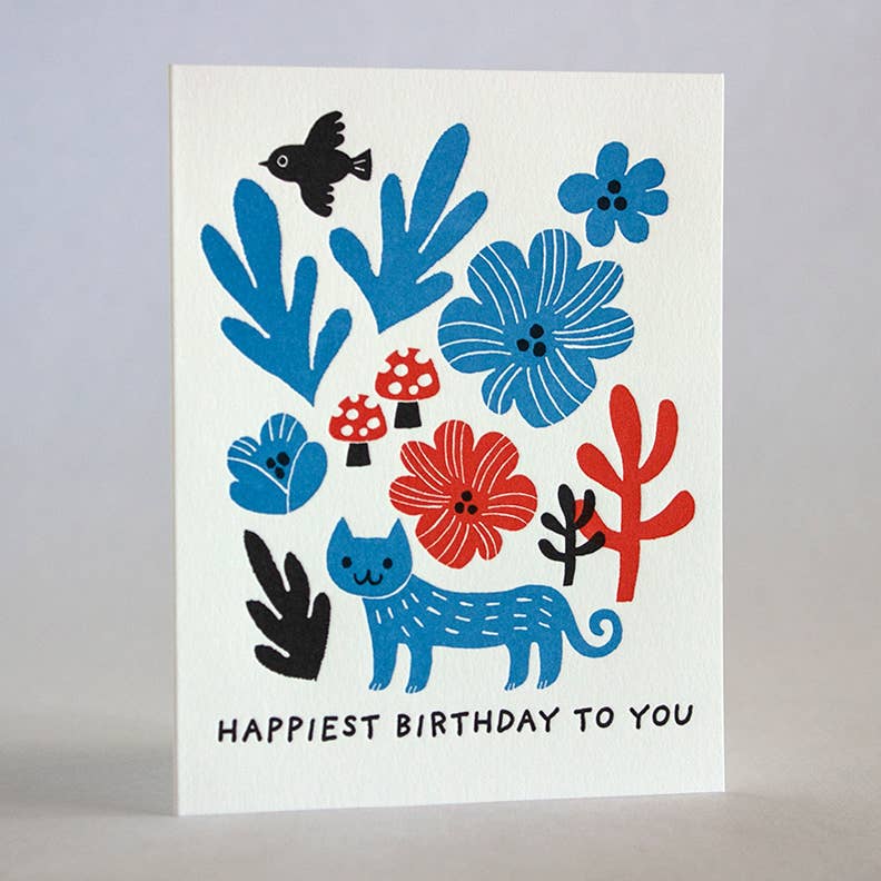 Happiest Birthday Cat Greeting Card