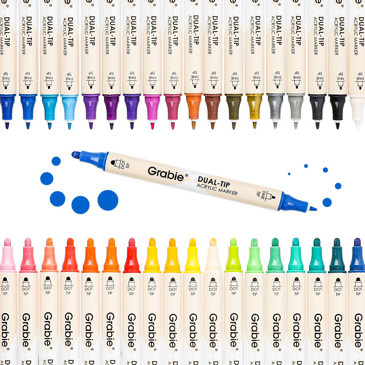 Dual Tip Dot & Fine Tip Acrylic Paint Marker Set Of 36