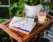 Navy Blue | Gold Floral Embossed Linen Sketchbook