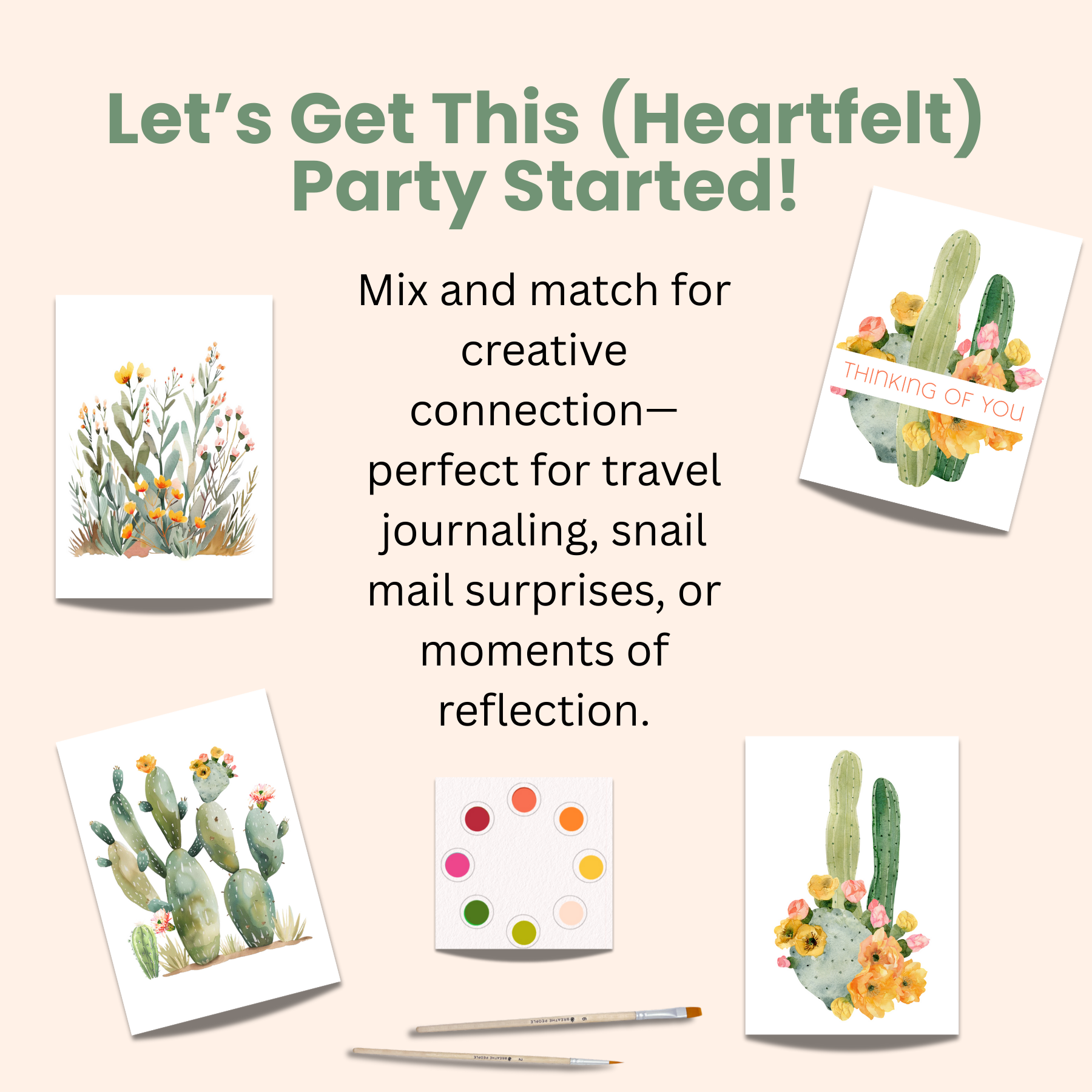 Desert Blooms - All in One Watercolor Postcards Paint Set