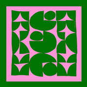 Green and Pink Geometric Silk Scarf