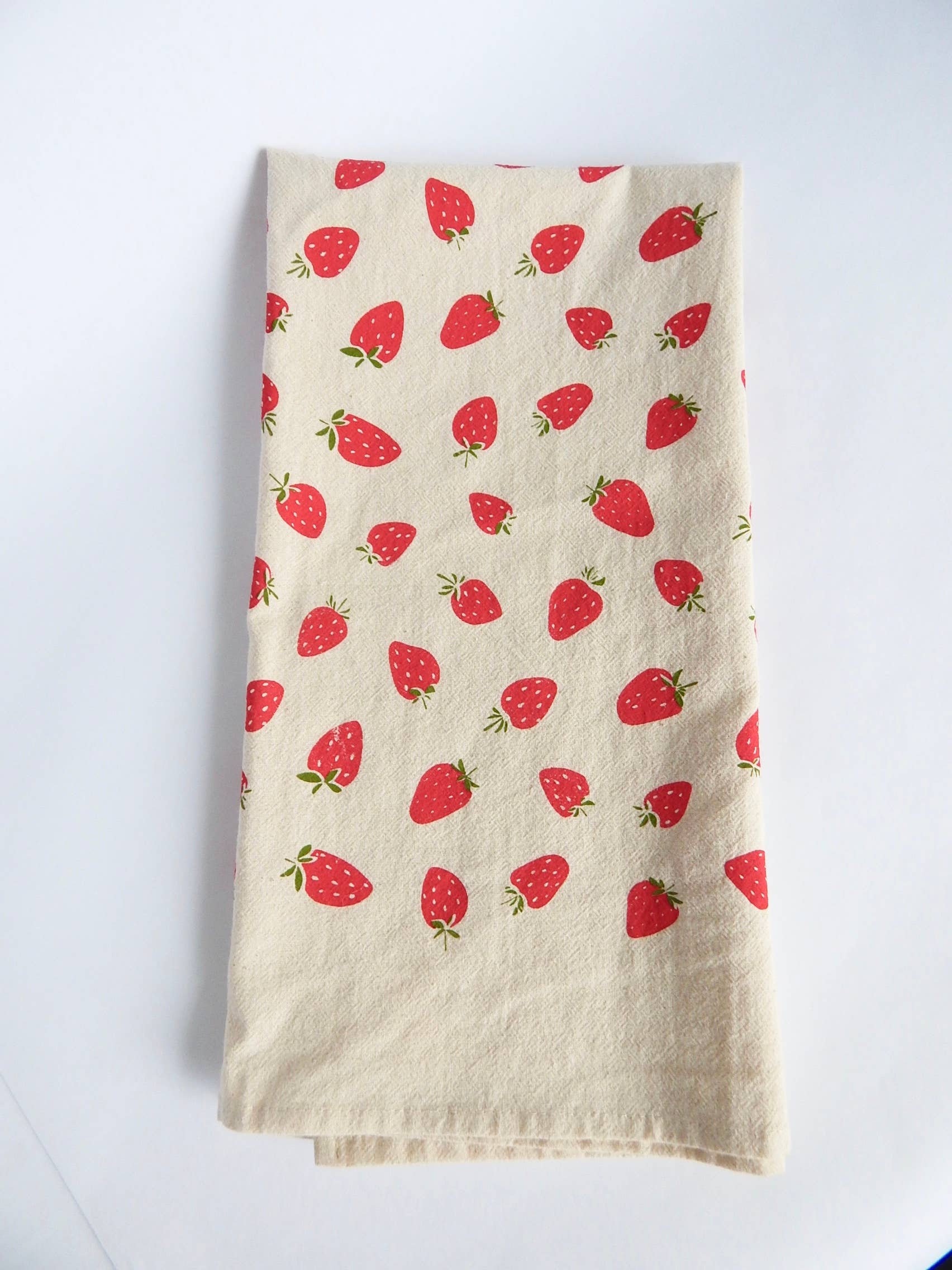 Strawberry Handprinted Kitchen Tea Towel