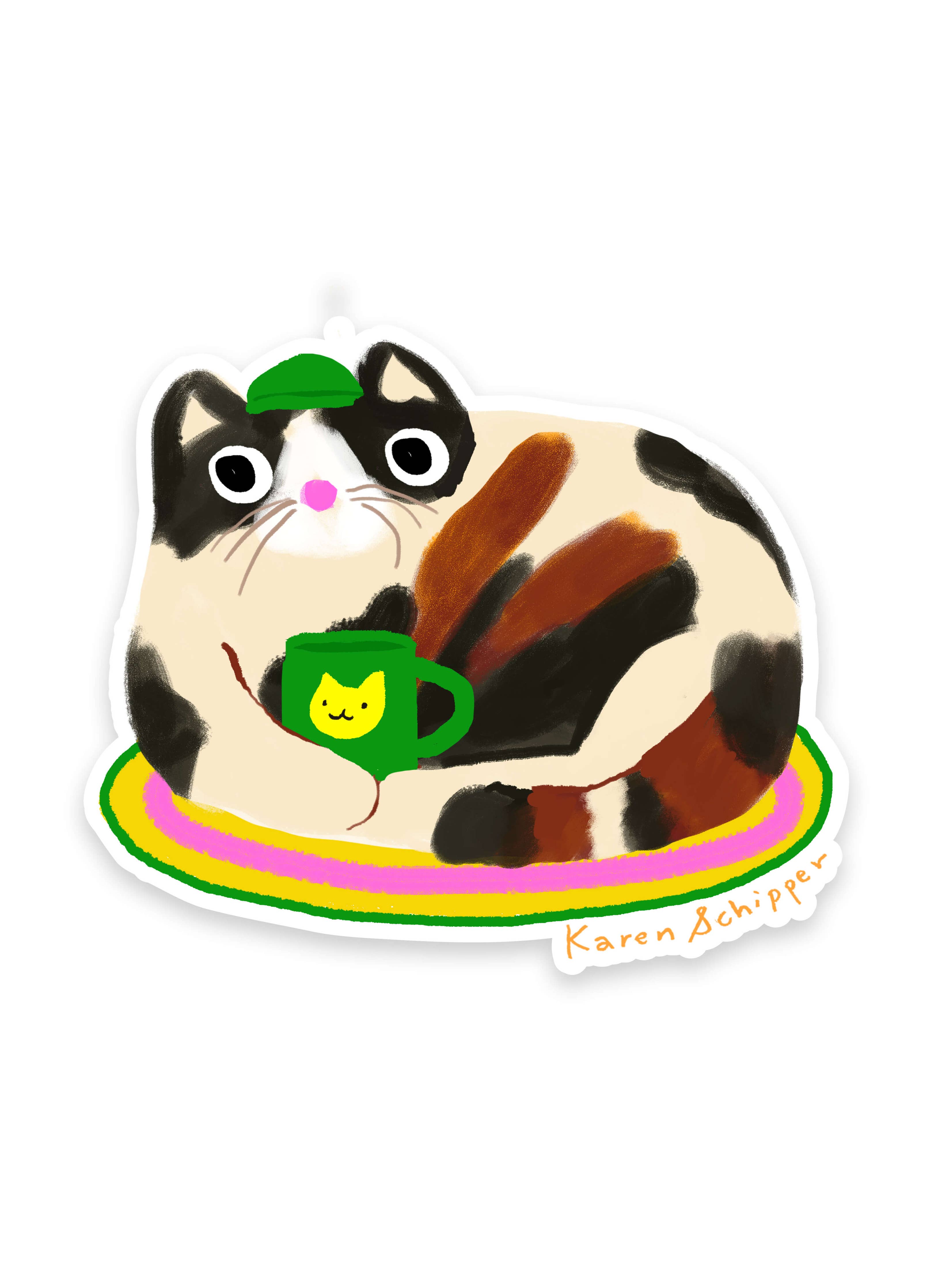 Coffee Cat Vinyl Sticker