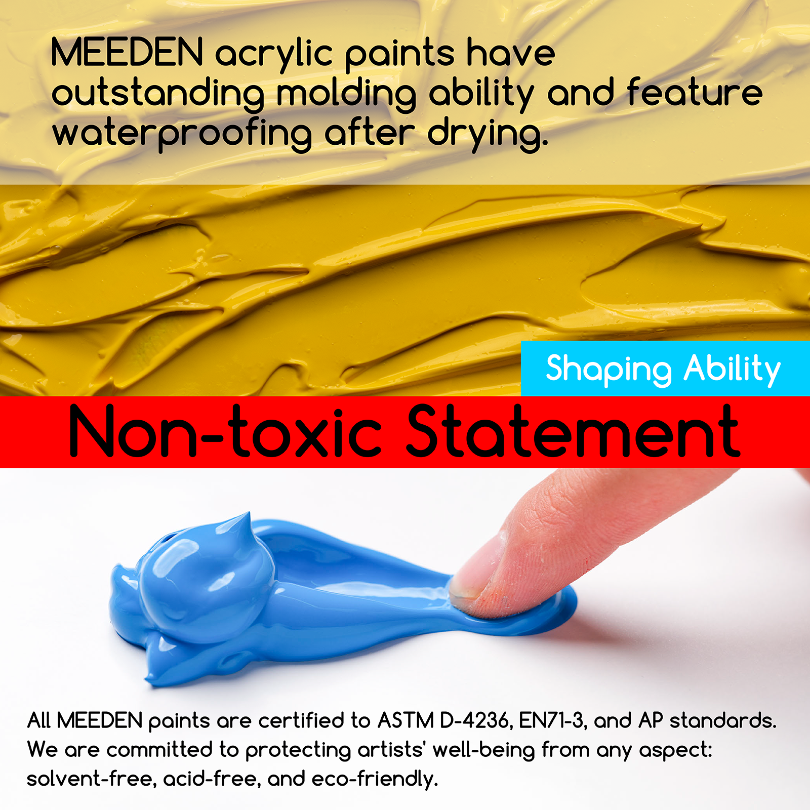 MEEDEN 12-color Acrylic Paint Set - Non-Toxic Art & Craft Paints