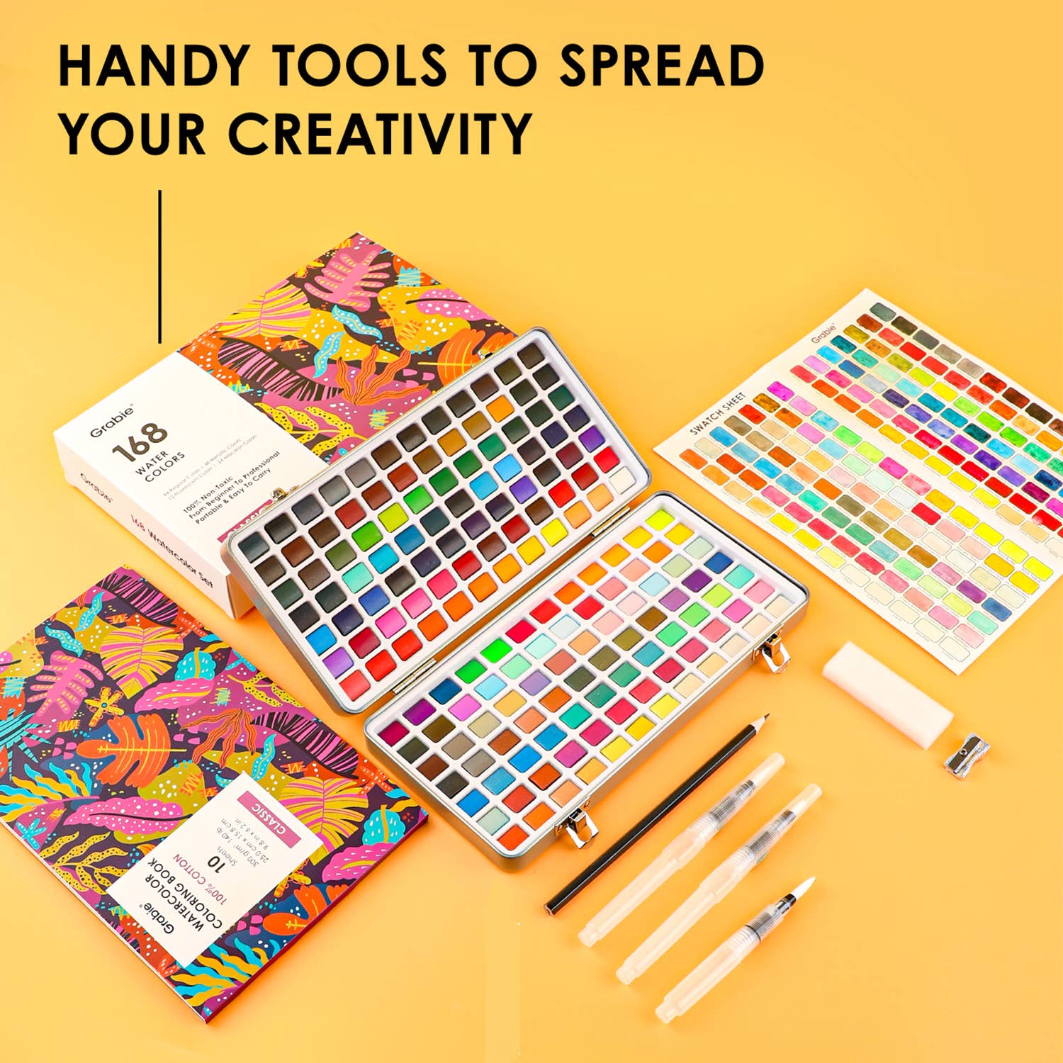 Watercolor Set Of 168 With Coloring Book