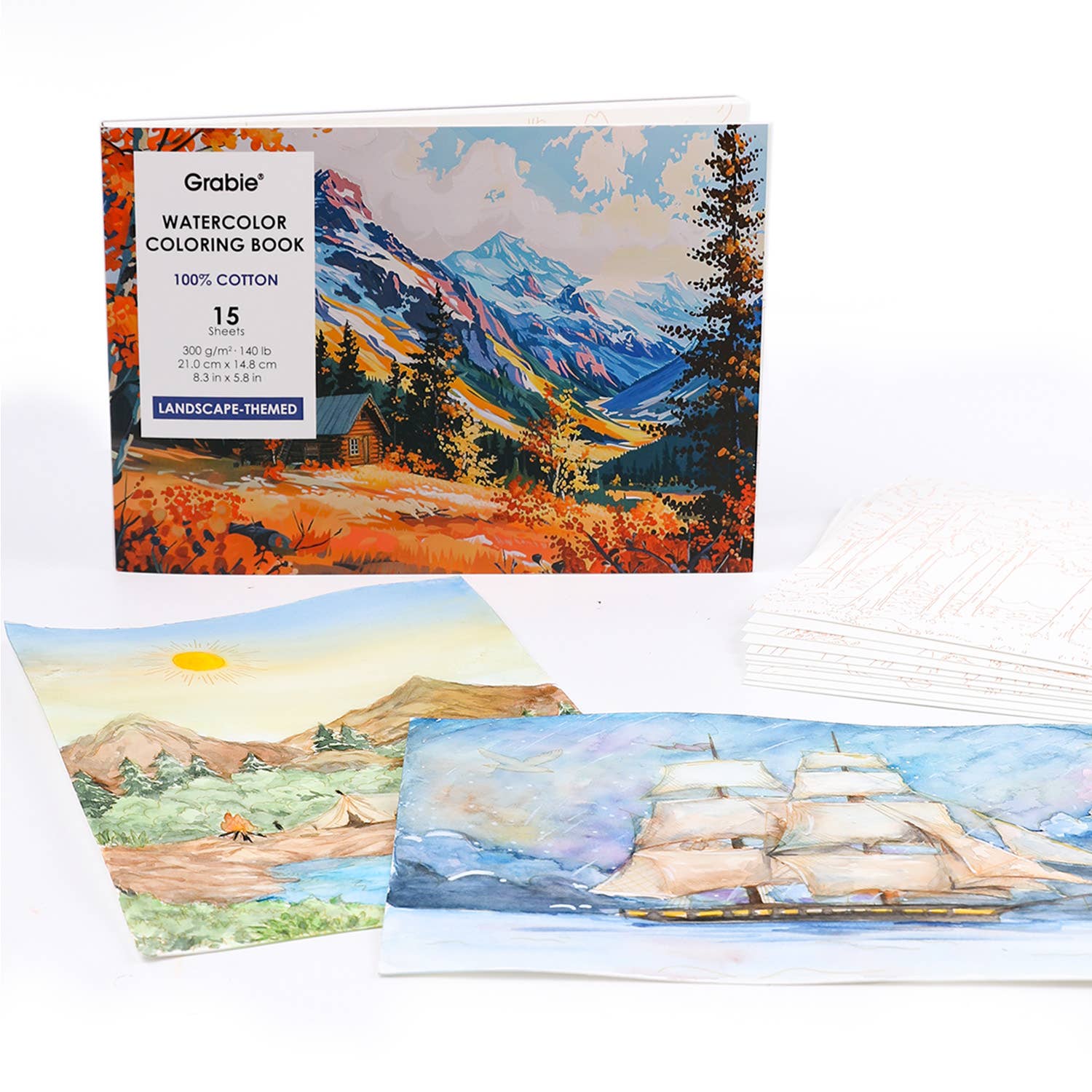 Landscape-Themed Watercolor Coloring Book