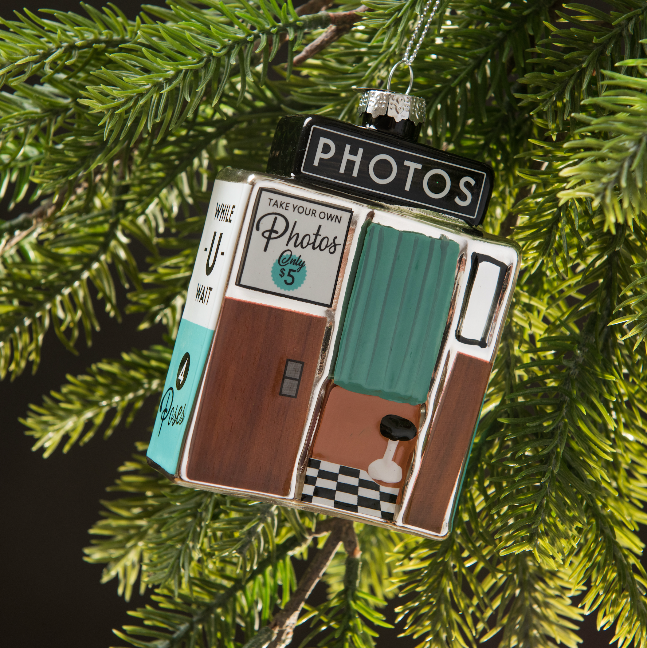 Photo Booth Holiday Glass Ornament