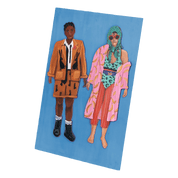Illustration of two people on a blue background