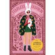 Packaging of Fearless Fashion Magnetic Dolls with a person wearing a bunny head and green coat.