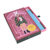 Fashion doll set packaging with a pink and green design 