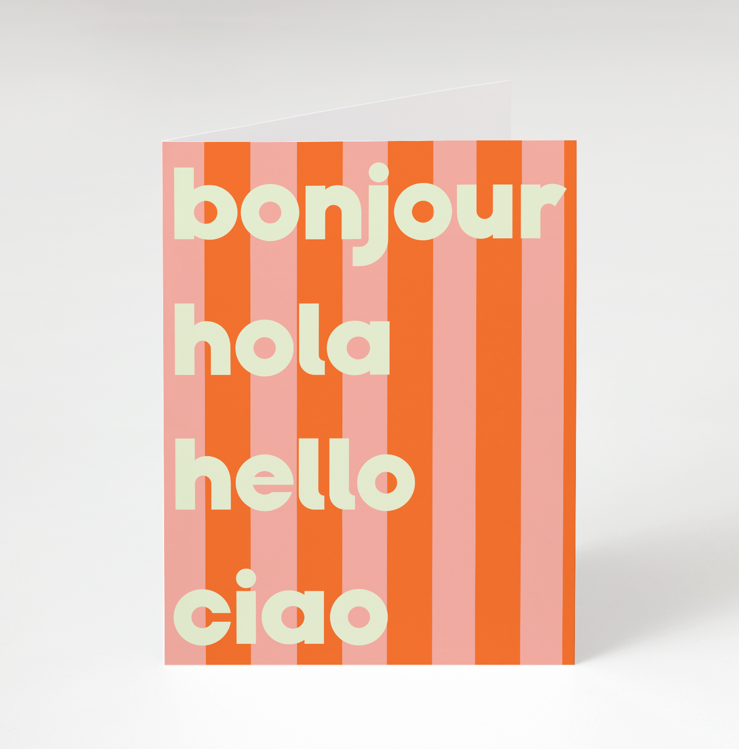 Bonjour Hola Pink Greeting Card