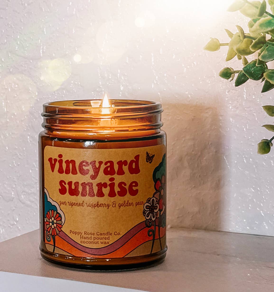 Vineyard Sunrise 8 oz Amber Jar Coconut Wax Candle