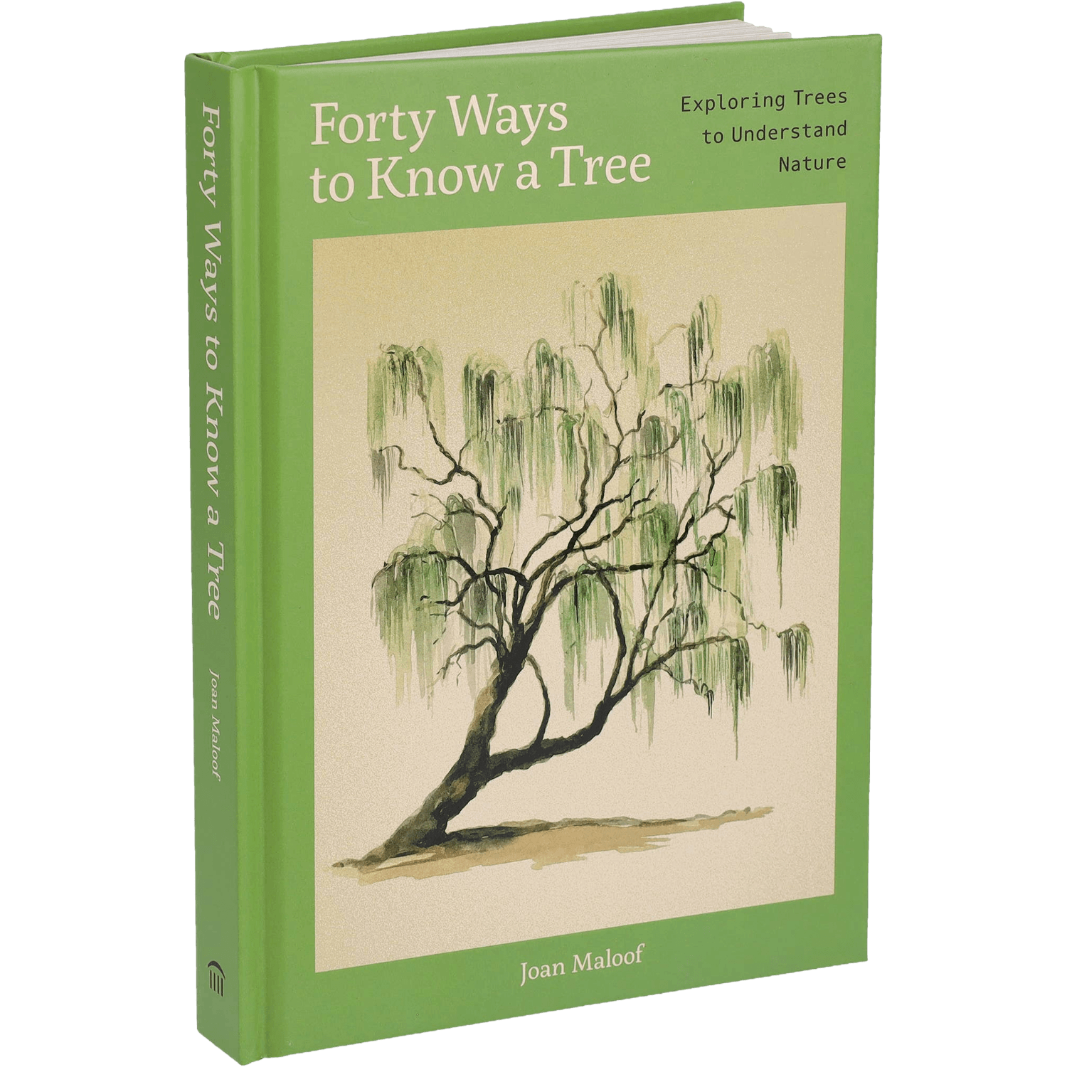 Book titled 'Forty Ways to Know a Tree' with a tree illustration on the cover