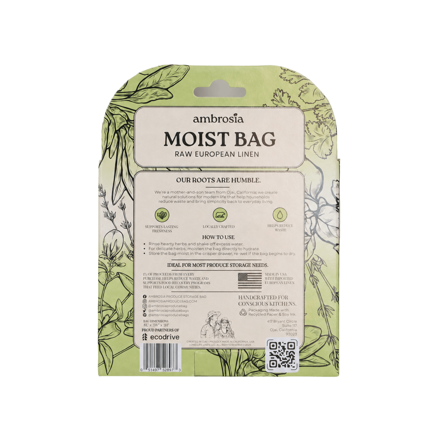 Fresh Herb | Reusable Linen Produce Bag