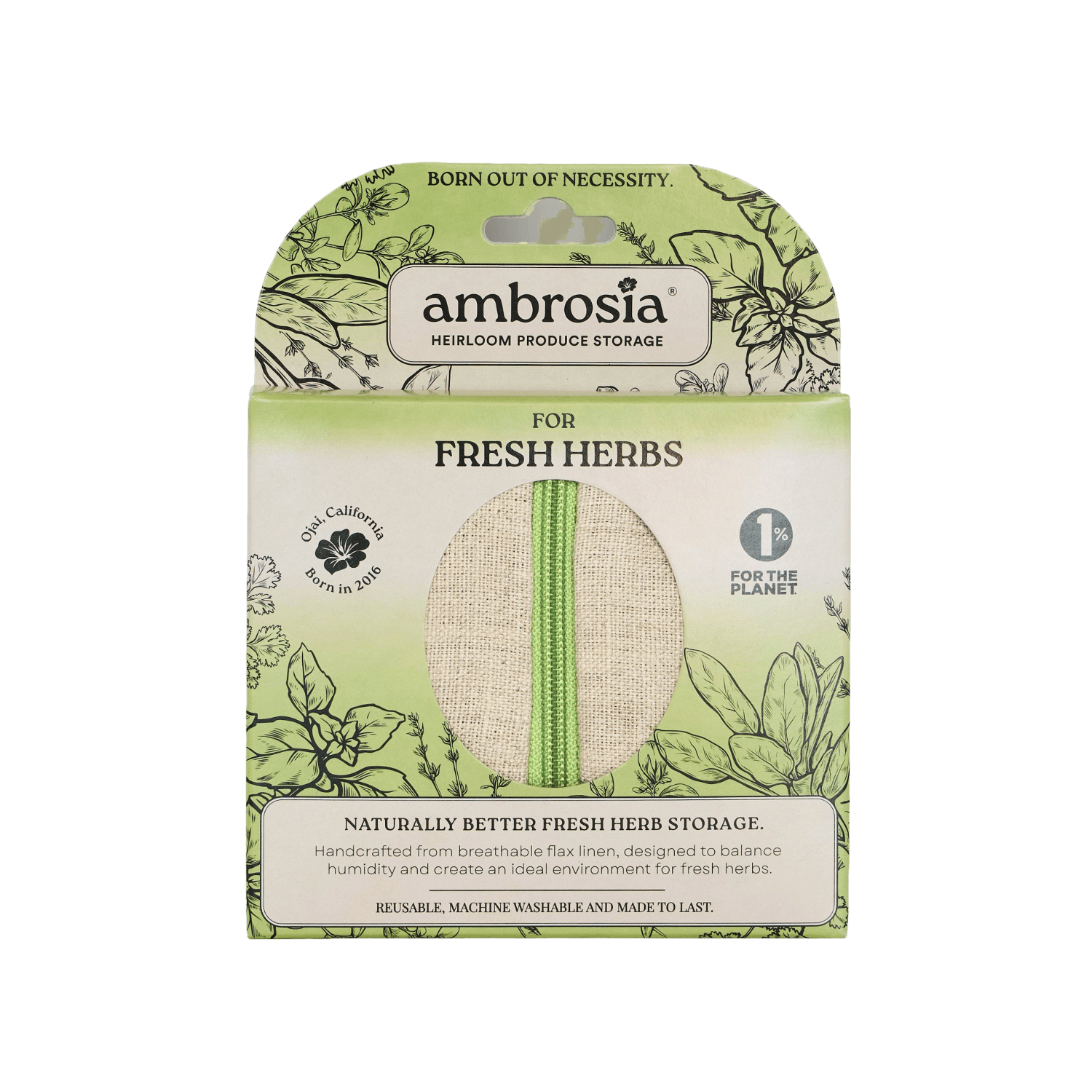 Fresh Herb | Reusable Linen Produce Bag
