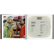 Book page of an album cover and table of contents for James Brown's 'It's a Mother' album.