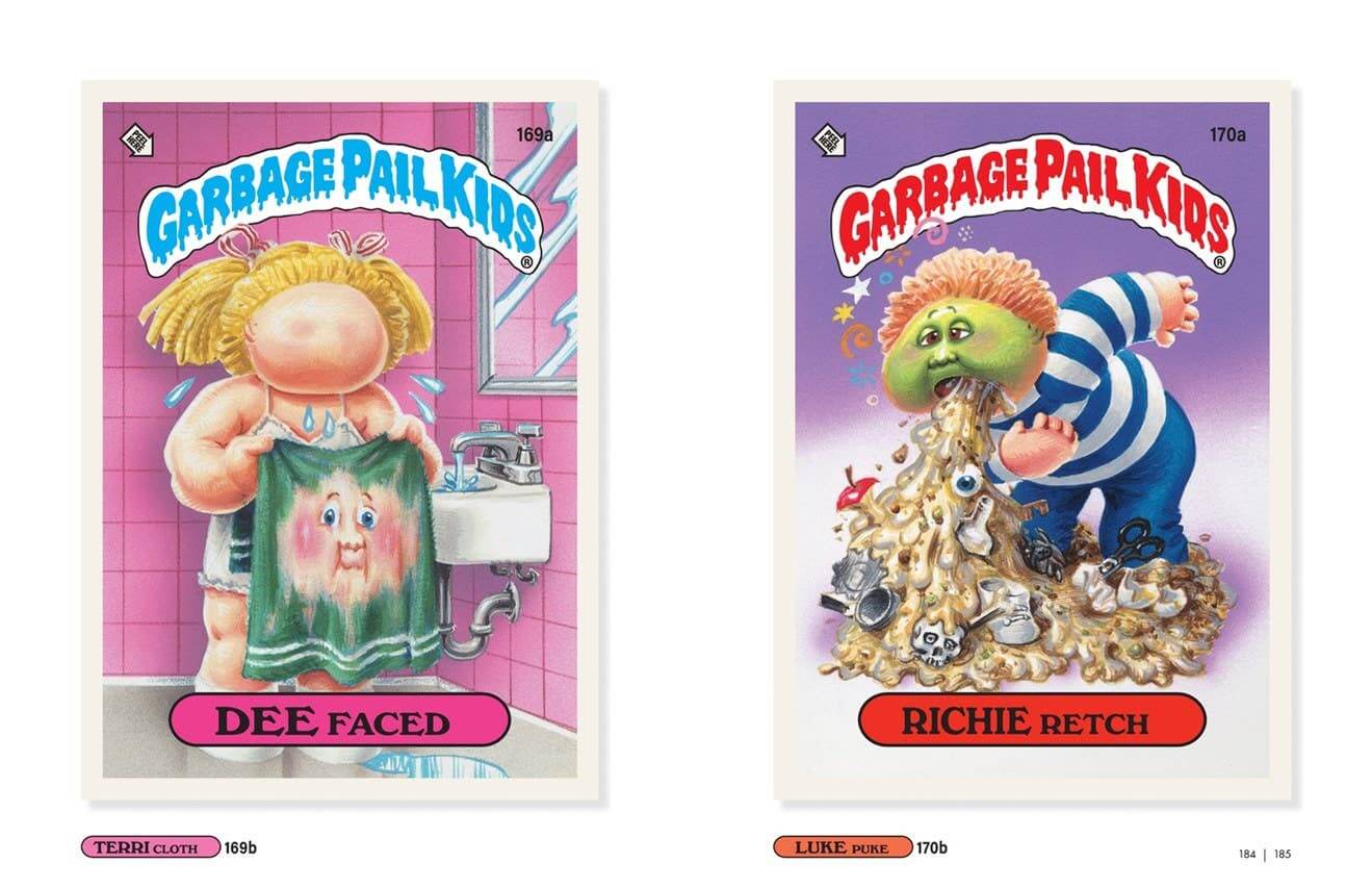 Two Garbage Pail Kids trading cards featuring 'DEE FACED' and 'RICHIE RETCH'.
