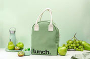 'Lunch' Moss Green Organic Cotton Zipper Lunch Bag