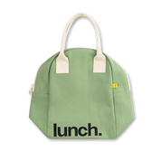 'Lunch' Moss Green Organic Cotton Zipper Lunch Bag