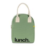 'Lunch' Moss Green Organic Cotton Zipper Lunch Bag