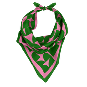 Green & Pink Geometric | 100% Silk Scarf