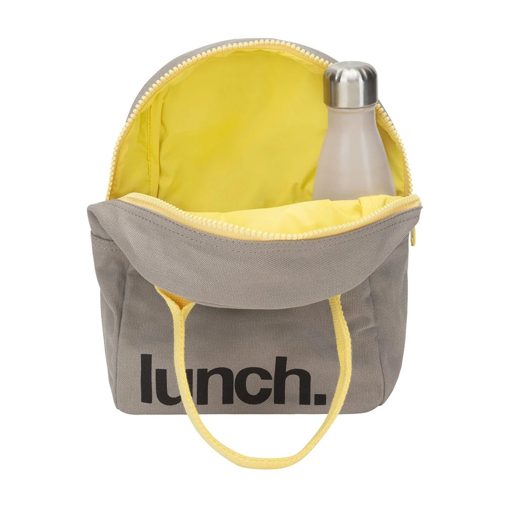 Grey and Yellow Organic Cotton Lunch Bag