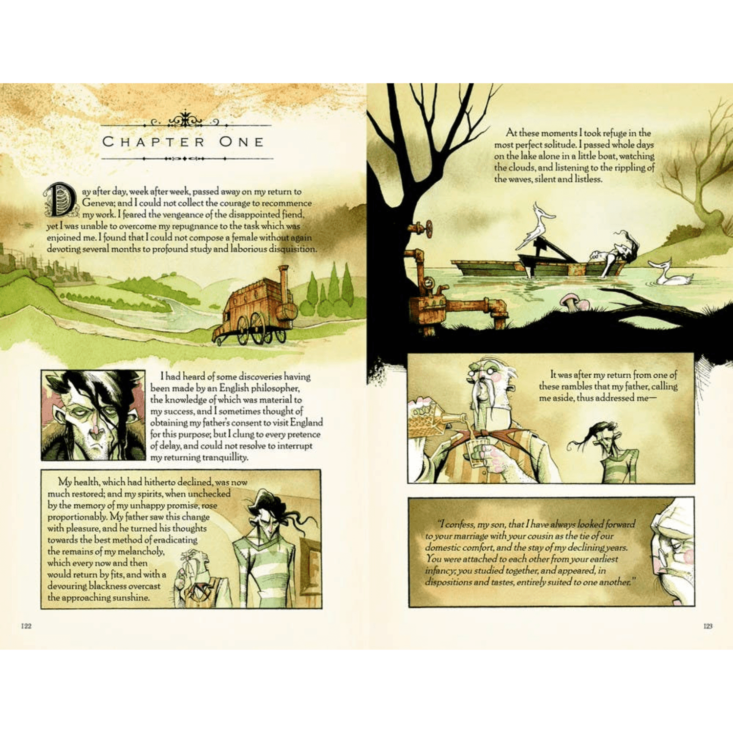 Comic book page with illustrations and text on a white background