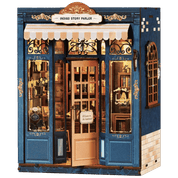 Indigo Story Parlor model with blue exterior and wooden interior