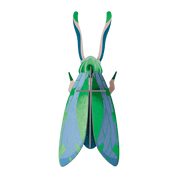 Colorful grasshopper-shaped paper figurine. 