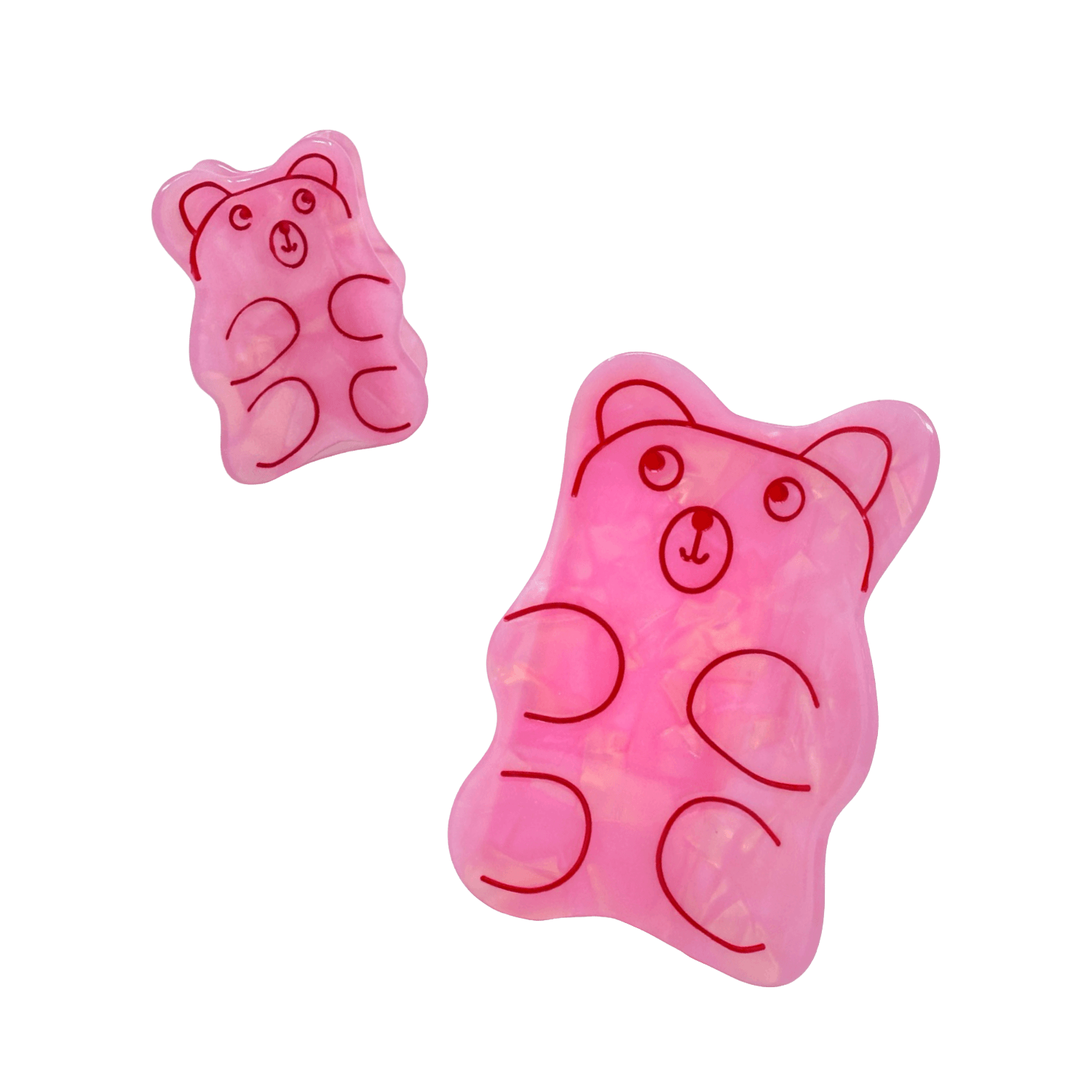 Two pink gummy bear-shaped hair clips
