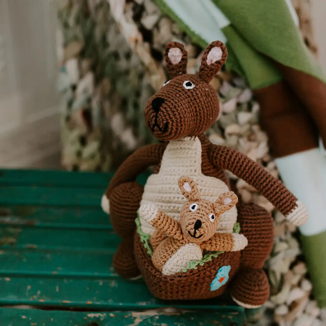 Kangaroo with Kid - Handmade