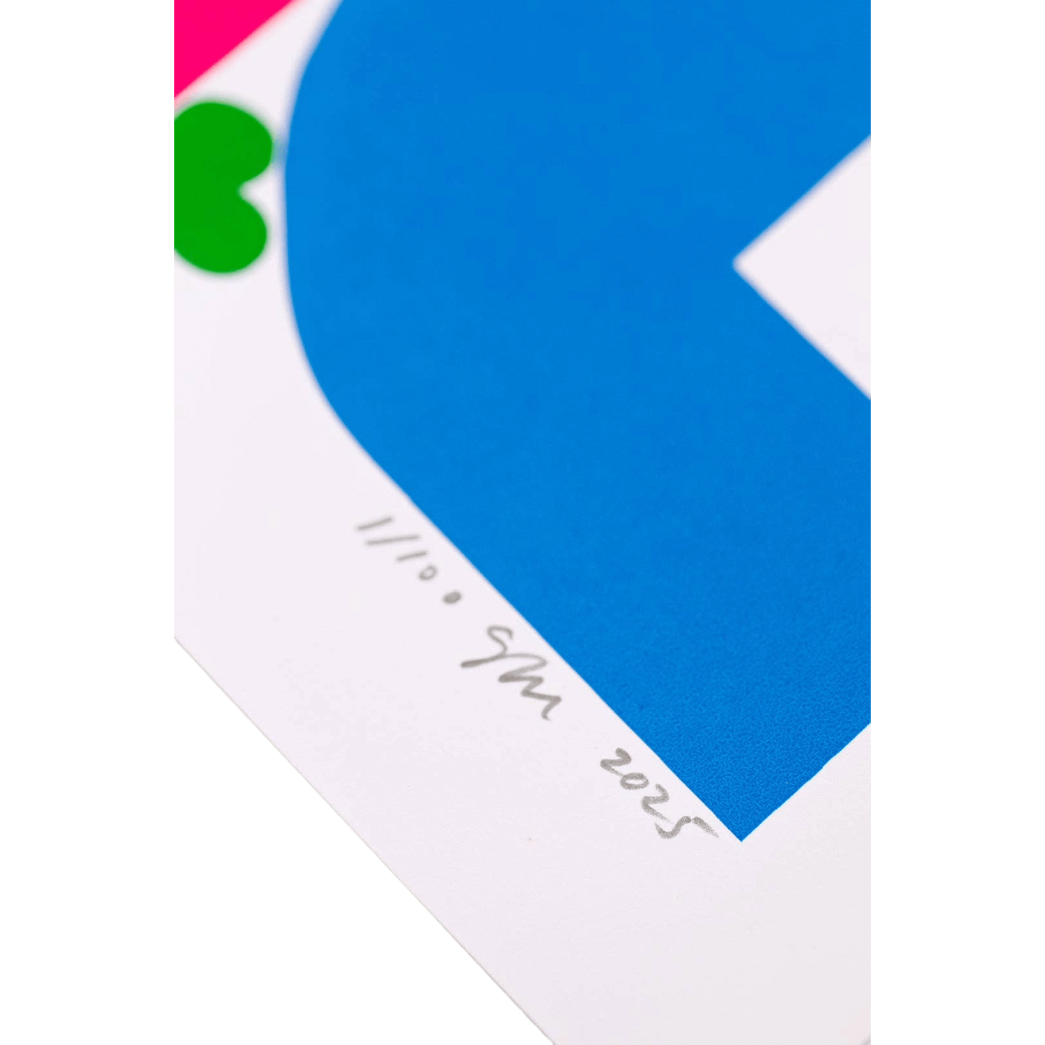 Colorful abstract design featuring a signature and date.