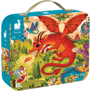 Dragon-themed puzzle suitcase with colorful design