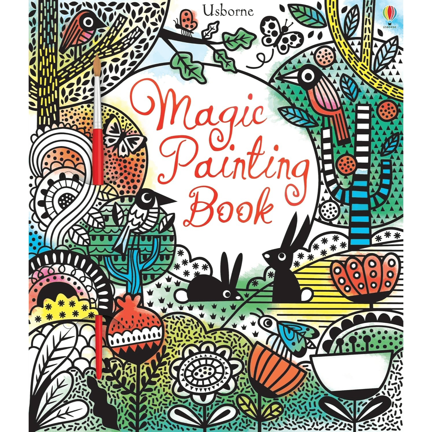 Colorful book cover of 'Magic Painting Book' with various illustrations and patterns.