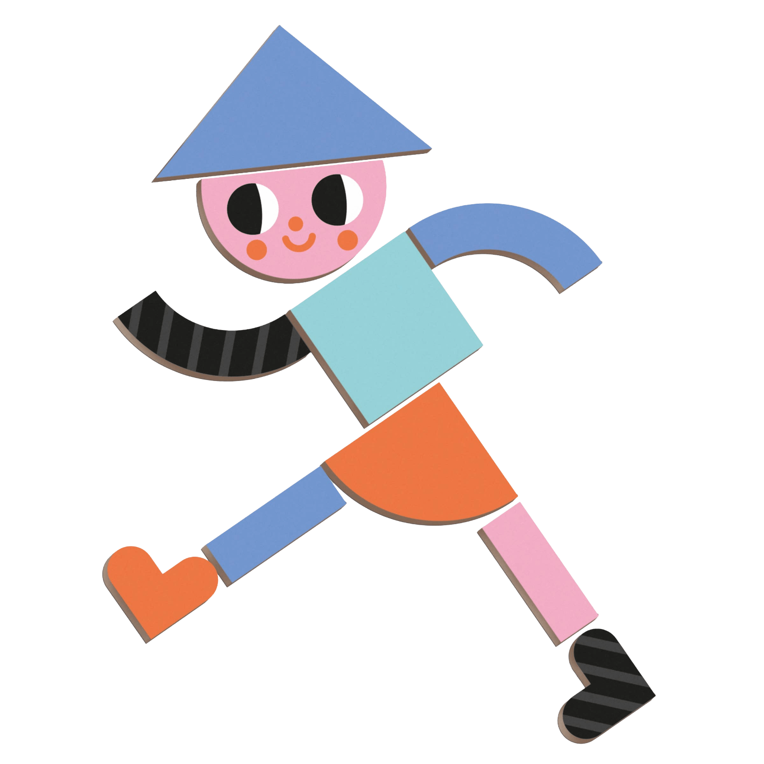 Magnet piece character with a blue hat and orange shoes