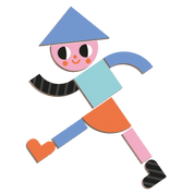 Magnet piece character with a blue hat and orange shoes
