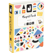 Colorful magnet book packaging with geometric designs on a white background