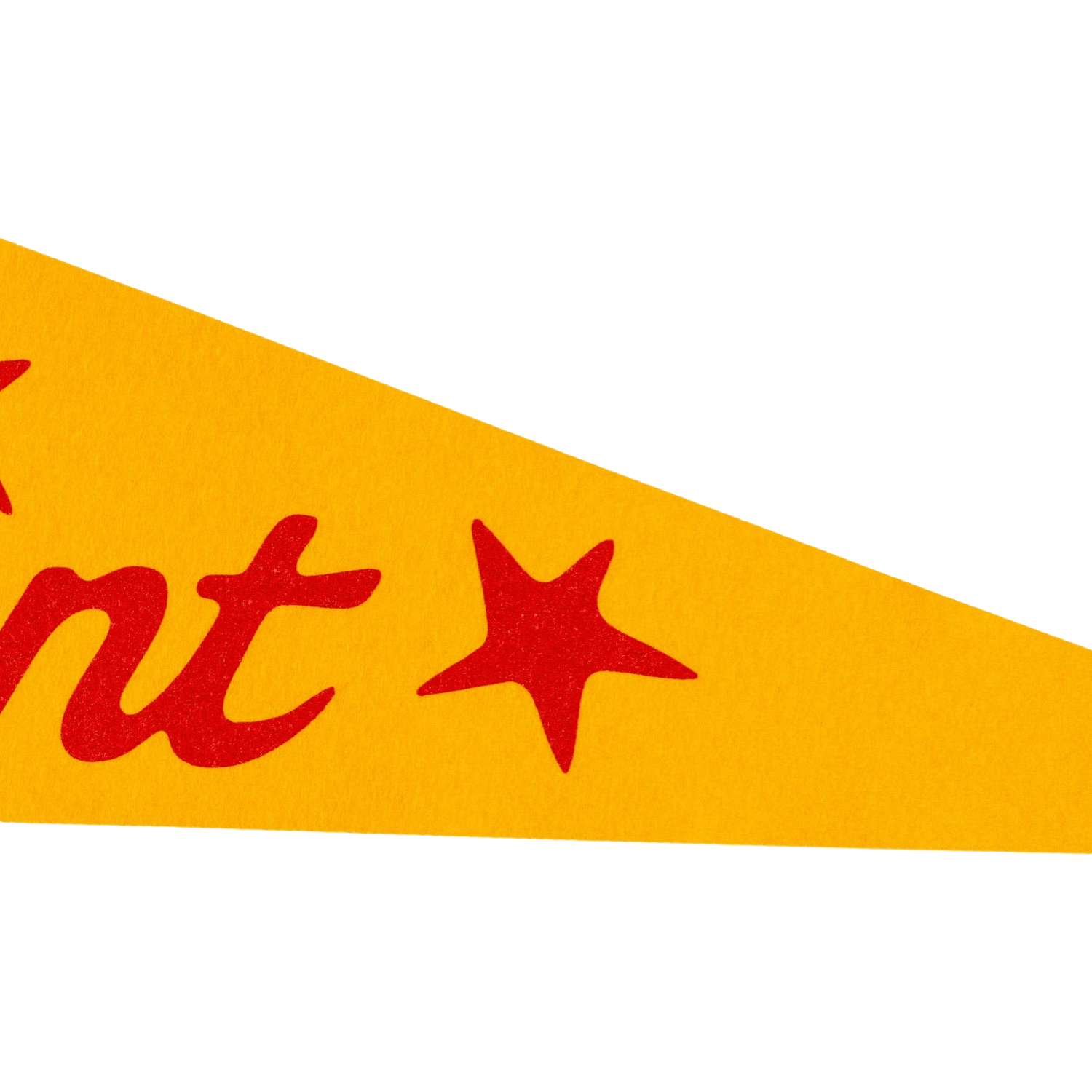 Yellow banner with red text and star