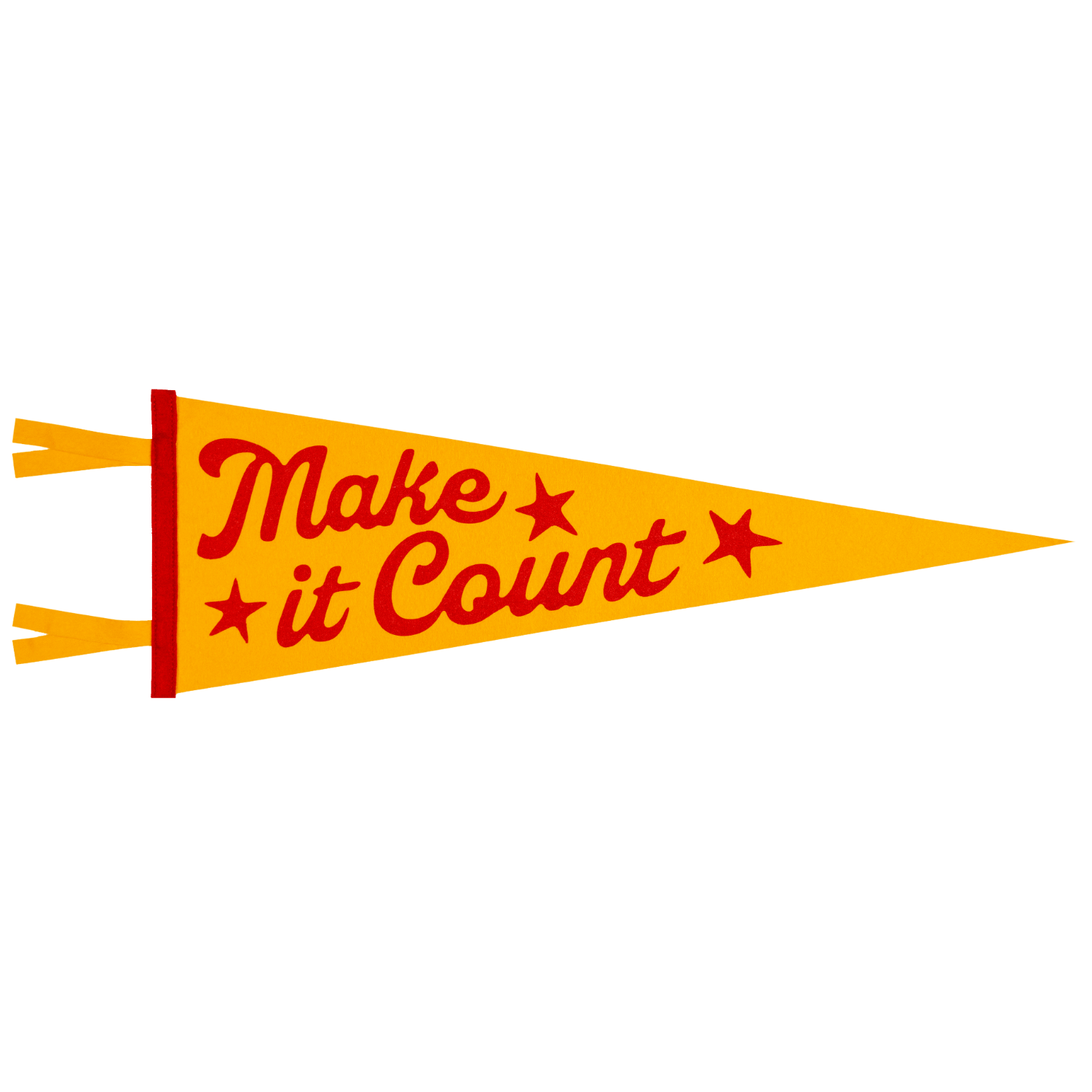 Yellow pennant with red text 'Make it Count'