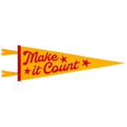 Yellow pennant with red text 'Make it Count'