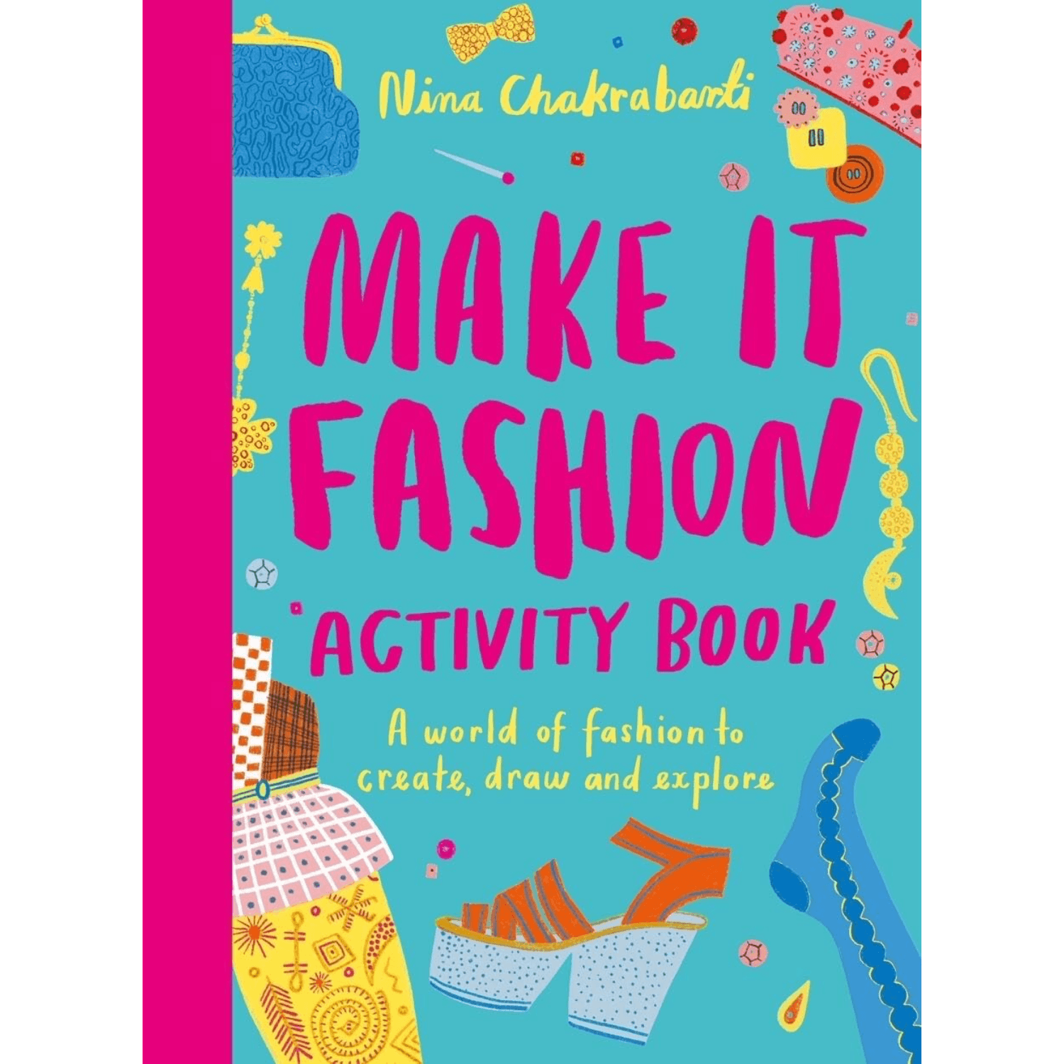 Book cover of 'Make It Fashion Activity Book' with colorful illustrations and text.