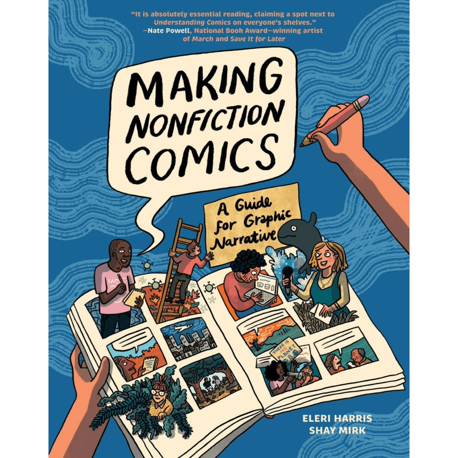 Book cover of 'Making Nonfiction Comics' with illustrations of people and comic panels.