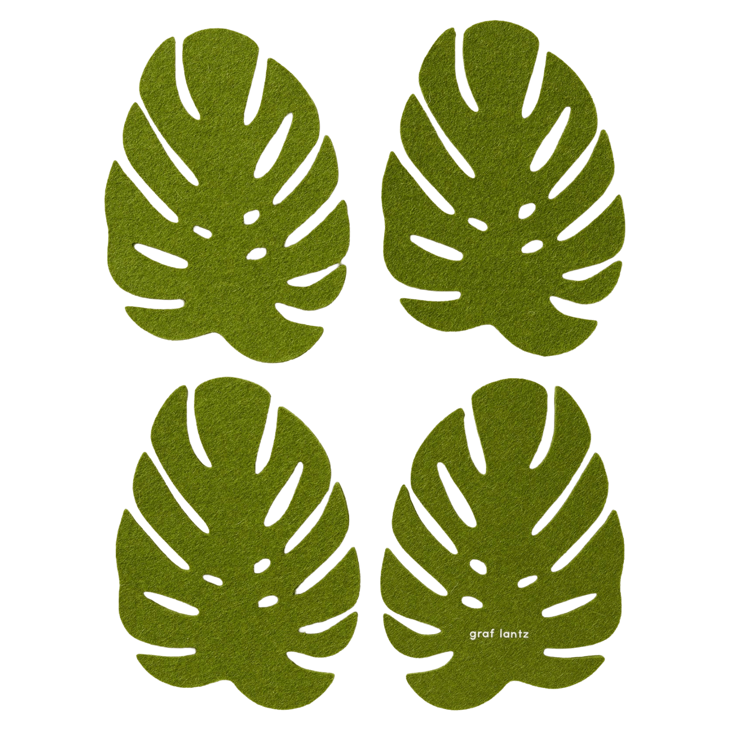 Loden Green Monstera | Merino Wool Coaster Set