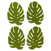 Loden Green Monstera | Merino Wool Coaster Set