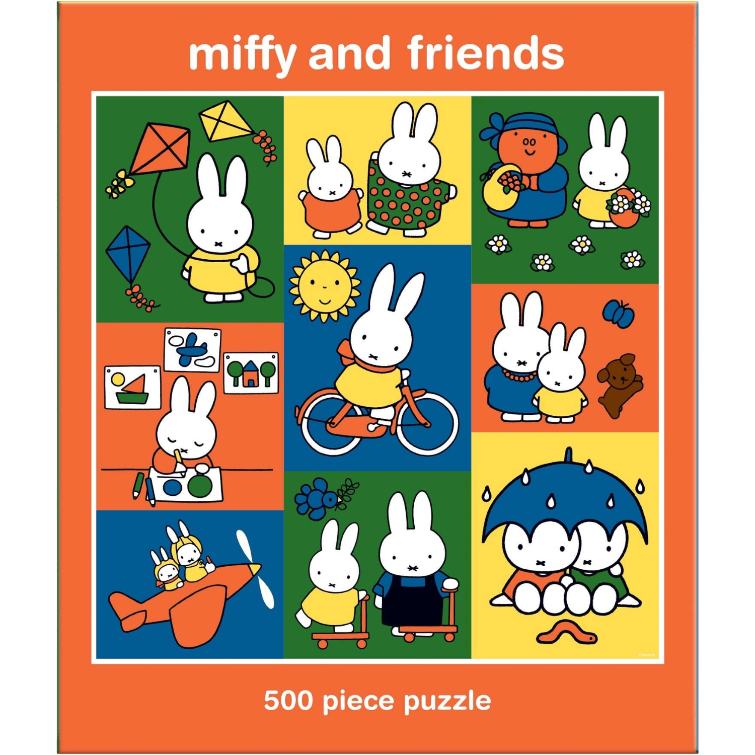 Miffy and friends puzzle box with colorful illustrations on an orange background
