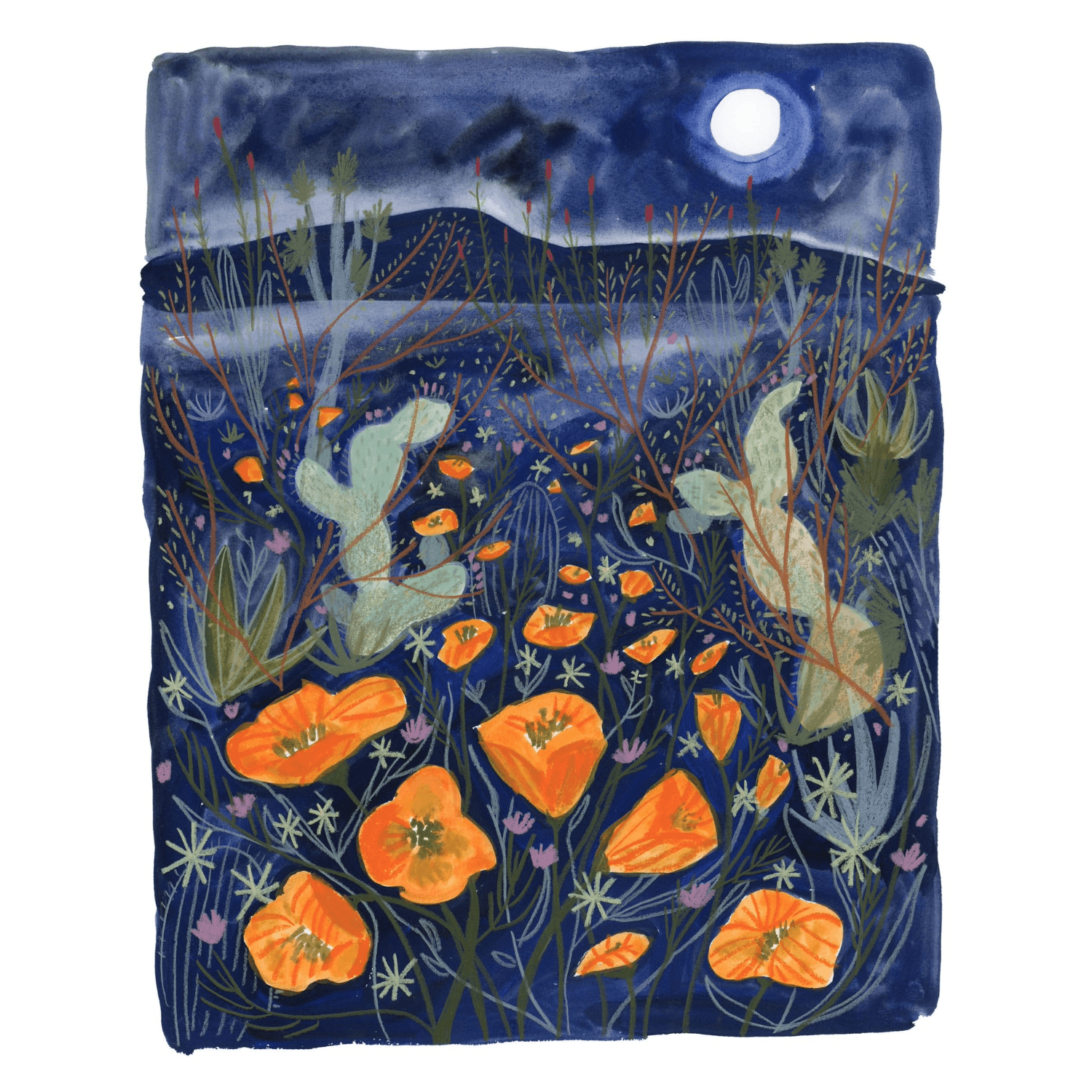 Moonlight Poppies | 11" x 14" | Art Print