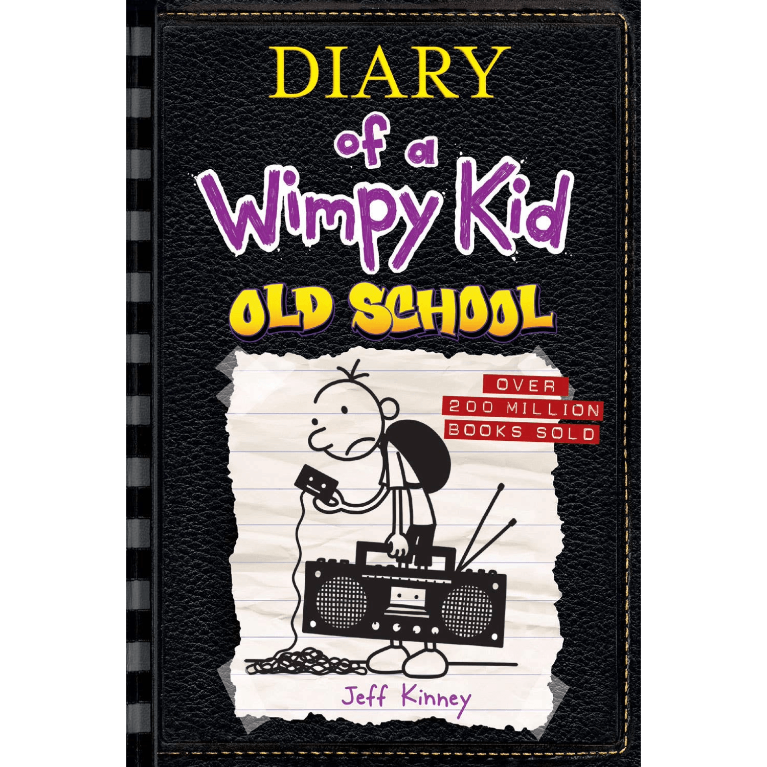Book cover of 'Diary of a Wimpy Kid: Old School' with a cartoon character holding a boombox.